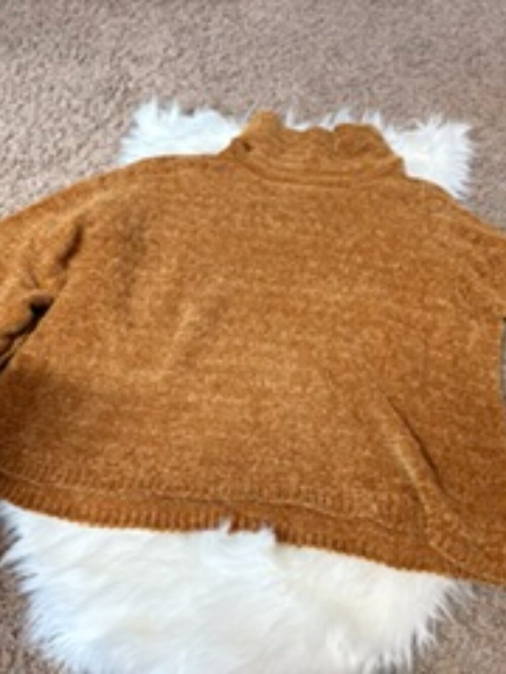 Mustard Gold Chenille Turtleneck Sweater